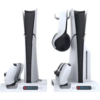 iPega P5S006 Multifunkčný Nabíjací RGB Stojan s Chladením pre PS5 Slim White