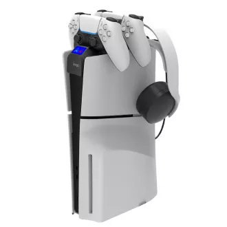 iPega P5S016 Dual Charger Dock s Držiakom na Slúchadlá a Ovládače pre PS5 Slim White iPega P5S016 Dual Charger Dock s Držiakom na Slúchadlá a Ovládače pre PS5 Slim White