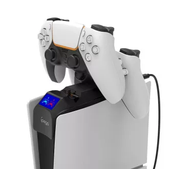iPega P5S016 Dual Charger Dock s Držiakom na Slúchadlá a Ovládače pre PS5 Slim White iPega P5S016 Dual Charger Dock s Držiakom na Slúchadlá a Ovládače pre PS5 Slim White