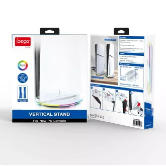 iPega P5S035SA Vertikálny Stojan (2xUSB-A) s RGB pre PS5 Slim/PS5 Pre White