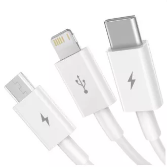 Baseus CAMLTYS-02 Superior Fast Charging Dátový Kábel 3v1 USB-C, Lightning, MicroUSB 1.5m White