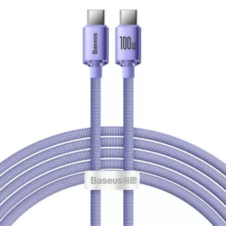 Baseus CAJY000705 Crystal Shine Series Dátový Kábel USB-C - USB-C 100W 2m Purple