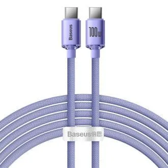 Baseus CAJY000705 Crystal Shine Series Dátový Kábel USB-C - USB-C 100W 2m Purple Baseus CAJY000705 Crystal Shine Series Dátový Kábel USB-C - USB-C 100W 2m Purple