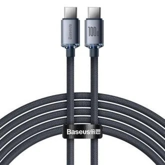 Baseus CAJY000701 Crystal Shine Series Dátový Kábel USB-C - USB-C 100W 2m Black Baseus CAJY000701 Crystal Shine Series Dátový Kábel USB-C - USB-C 100W 2m Black