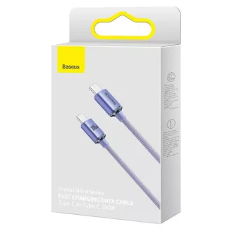 Baseus CAJY000605 Crystal Shine Series Dátový Kábel USB-C - USB-C 100W 1,2m Purple
