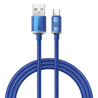 Baseus CAJY000403 Crystal Shine Series Dátový Kábel USB - USB-C 100W 1,2m Blue Baseus CAJY000403 Crystal Shine Series Dátový Kábel USB - USB-C 100W 1,2m Blue