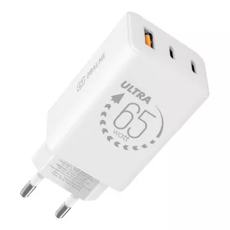 OBAL:ME GaN Cestovná Nabíjačka USB-A + 2xUSB-C 65W White
