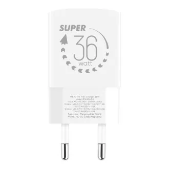 OBAL:ME GaN Cestovná Nabíjačka USB-A + USB-C 36W White