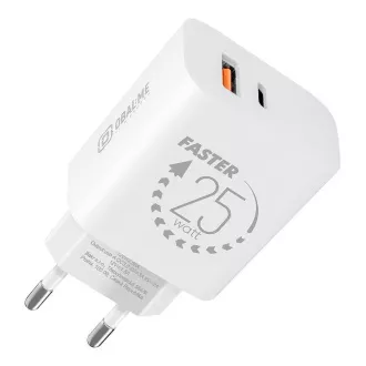 OBAL:ME Cestovná Nabíjačka USB-A + USB-C 25W White OBAL:ME Cestovná Nabíjačka USB-A + USB-C 25W White
