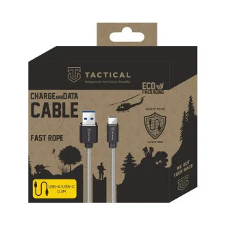 Tactical Fast Rope Aramid Cable USB-A/USB-C 0.3m Grey Tactical Fast Rope Aramid Cable USB-A/USB-C 0.3m Grey