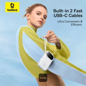 Baseus power banka Qpow 10000mAh 30W biela s USB-C káblom Baseus power banka Qpow 10000mAh 30W biela s USB-C káblom