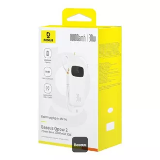 Baseus power banka Qpow 10000mAh 30W biela s USB-C káblom Baseus power banka Qpow 10000mAh 30W biela s USB-C káblom