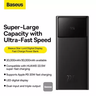 Baseus power banka Star-Lord 30000 mAh 22,5 W USB/USB-C čierna