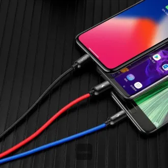 Baseus dátový kábel 3v1 microUSB+Lightning+USB-C 1,2m 3,5A