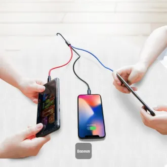 Baseus dátový kábel 3v1 microUSB+Lightning+USB-C 1,2m 3,5A