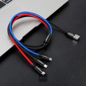 Baseus dátový kábel 3v1 microUSB+Lightning+USB-C 1,2m 3,5A