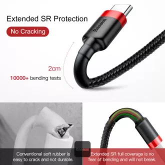 Baseus dátový kábel Cafule USB-C 2m 2A červeno-čierny Baseus dátový kábel Cafule USB-C 2m 2A červeno-čierny
