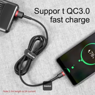 Baseus dátový kábel Cafule USB-C 2m 2A červeno-čierny Baseus dátový kábel Cafule USB-C 2m 2A červeno-čierny