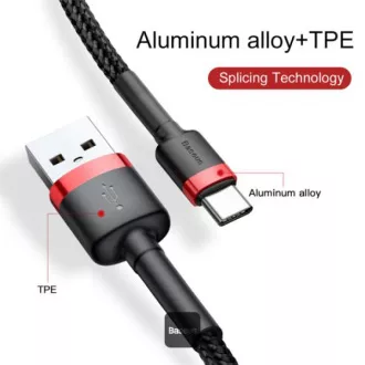 Baseus dátový kábel Cafule USB-C 2m 2A červeno-čierny Baseus dátový kábel Cafule USB-C 2m 2A červeno-čierny