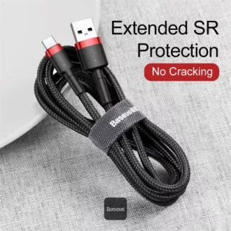 Baseus dátový kábel Cafule USB-C 2m 2A červeno-čierny Baseus dátový kábel Cafule USB-C 2m 2A červeno-čierny