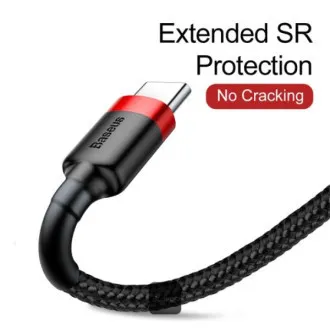 Baseus dátový kábel Cafule USB-C 2m 2A červeno-čierny Baseus dátový kábel Cafule USB-C 2m 2A červeno-čierny