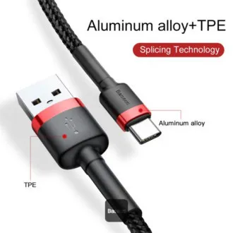 Baseus dátový kábel Cafule USB-C 2m 2A červeno-čierny Baseus dátový kábel Cafule USB-C 2m 2A červeno-čierny