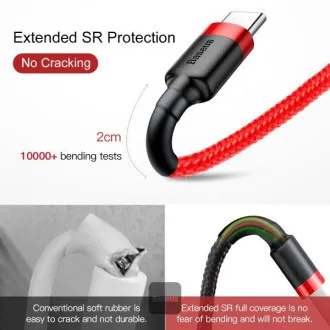Baseus dátový kábel Cafule USB-C 2m 2A červený