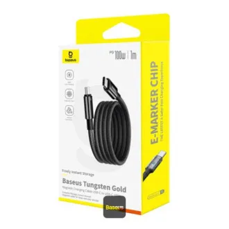 Baseus dátový magnetický kábel Tungsten Gold USB-C/USB-C 1m 100W čierny Baseus dátový magnetický kábel Tungsten Gold USB-C/USB-C 1m 100W čierny