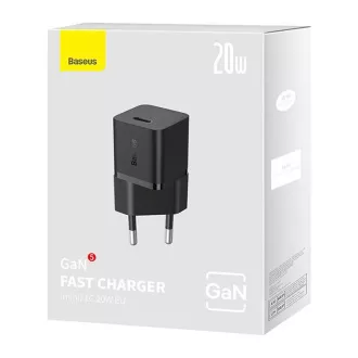 Baseus Rýchlonabíjačka do siete GaN5 Mini 20W EU čierna Baseus Rýchlonabíjačka do siete GaN5 Mini 20W EU čierna