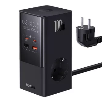 Nabíjacia stanica Baseus PowerCombo Tower 100W EU čierna