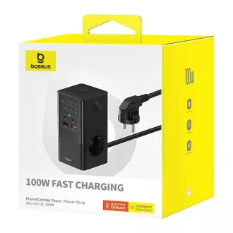 Nabíjacia stanica Baseus PowerCombo Tower 100W EU čierna