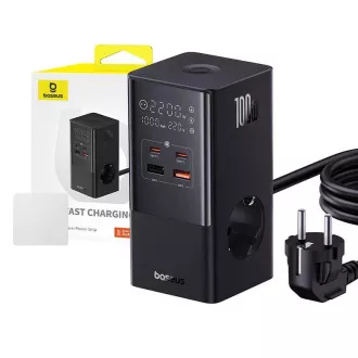 Nabíjacia stanica Baseus PowerCombo Tower 100W EU čierna