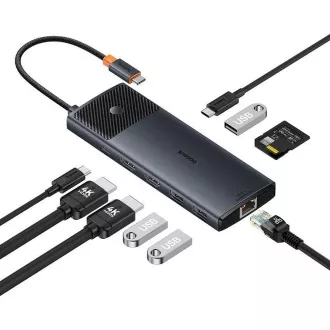 Baseus Metal Gleam II Series 10v1 USB-C HUB Dokovacia Stanica Cosmic Black