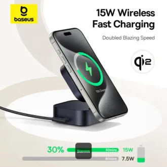 Baseus Magnetický bezdrôtový nabíjací stojan PicoGo Series 2v1 Qi2 67W čierny