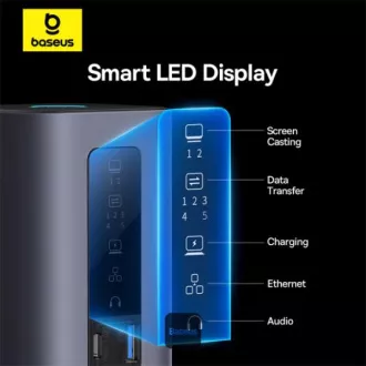 Baseus Dokovacia stanica Spacemate 10v1 (USB-C PD 100W, USB-C, 2x USB-A, 2x HDMI) sivá