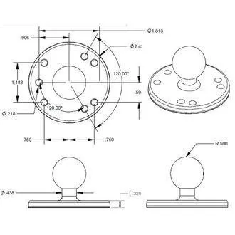 RAM Mounts adaptér, kovový, AMPS vzor dier, čap 1" RAM Mounts adaptér, kovový, AMPS vzor dier, čap 1"