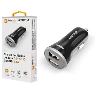 Chytrá nabíjačka do auta ALIGATOR 3.4A, 2xUSB, smart IC, čierna Chytrá nabíjačka do auta ALIGATOR 3.4A, 2xUSB, smart IC, čierna