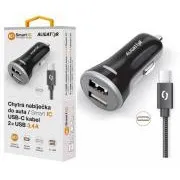 ALIGATOR Chytrá nabíjačka do auta 3.4A, 2xUSB, smart IC, čierna, USB-C kábel