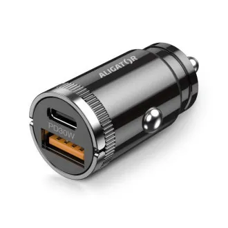 Aligator mini nabíjačka do auta Power Delivery 30W, USB-C + USB-A Aligator mini nabíjačka do auta Power Delivery 30W, USB-C + USB-A