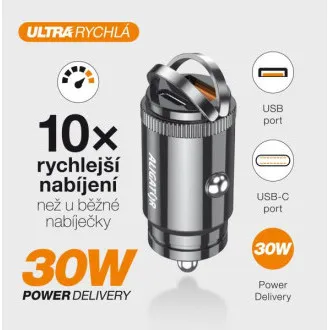 Aligator mini nabíjačka do auta Power Delivery 30W, USB-C + USB-A Aligator mini nabíjačka do auta Power Delivery 30W, USB-C + USB-A