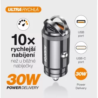 Aligator mini nabíjačka do auta Power Delivery 30W, USB-C + USB-A, USB-C kábel pre iPhone / iPad