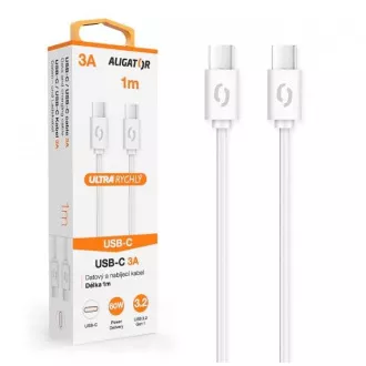 ALIGATOR Dátový kábel POWER 3A, USB-C/USB-C, biely ALIGATOR Dátový kábel POWER 3A, USB-C/USB-C, biely