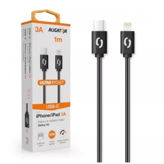 ALIGATOR Dátový kábel POWER 3A, USB-C/lightning čierny ALIGATOR Dátový kábel POWER 3A, USB-C/lightning čierny