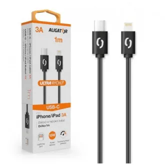 ALIGATOR Dátový kábel POWER 3A, USB-C/lightning čierny ALIGATOR Dátový kábel POWER 3A, USB-C/lightning čierny