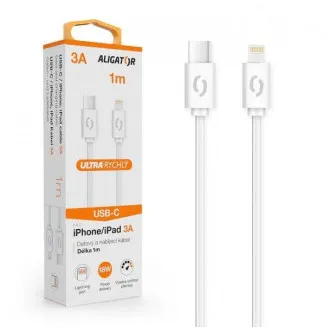 ALIGATOR Dátový kábel POWER 3A, USB-C/lightning biely ALIGATOR Dátový kábel POWER 3A, USB-C/lightning biely