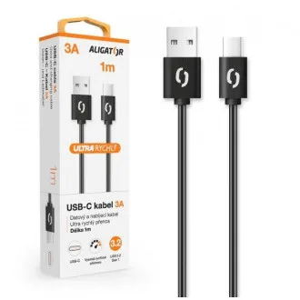 ALIGATOR Dátový kábel POWER 3A, USB-C 1m čierny ALIGATOR Dátový kábel POWER 3A, USB-C 1m čierny