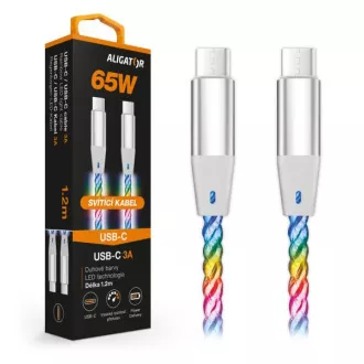 ALIGATOR Dátový kábel LIGHT 3A, 65W USB-C/USB-C 1,2m