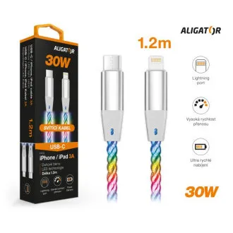 ALIGATOR Dátový kábel LIGHT 3A, 30W USB-C/Lightning 0,5m ALIGATOR Dátový kábel LIGHT 3A, 30W USB-C/Lightning 0,5m
