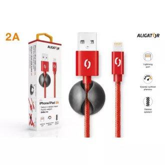 ALIGATOR PREMIUM Dátový kábel 2A, Lightning červený