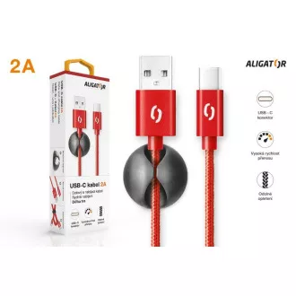 ALIGATOR PREMIUM Dátový kábel 2A, USB-C červená
